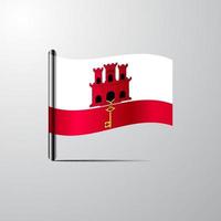 Gibraltar waving Shiny Flag design vector
