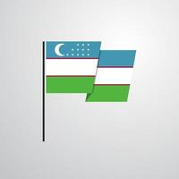 vector de diseño de bandera ondeante de uzbekistán