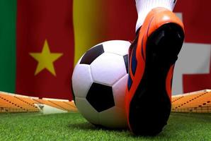 competición de copa de fútbol entre el camerún nacional y suiza nacional. foto