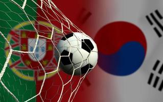 Football Cup competition between the national Portuguese and national South Korea. photo