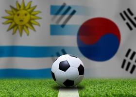 Football Cup competition between the national Uruguay and national South Korea. photo