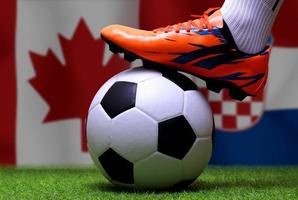 competición de copa de fútbol entre el canadá nacional y croacia nacional. foto