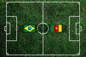 Football Cup competition between the national Brazil  and national Cameroon. photo