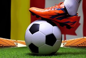 Football Cup competition between the national Belgium and national Canada. photo