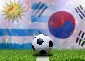 Football Cup competition between the national Uruguay and national South Korea. photo