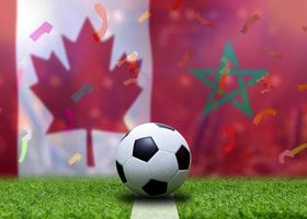 competición de copa de fútbol entre el nacional de canadá y el nacional de marruecos. foto