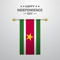 Suriname Independence day hanging flag background vector