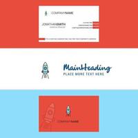 Beautiful Rocket Logo and business card vertical Design Vector