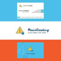 Beautiful Caution Logo and business card vertical Design Vector