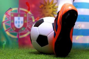 competición de copa de fútbol entre la nacional portuguesa y la nacional uruguaya. foto