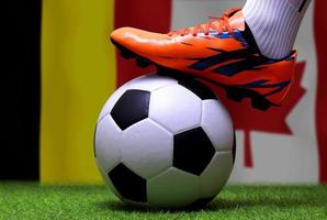 Football Cup competition between the national Belgium and national Canada. photo