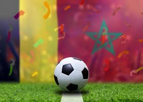 competición de copa de fútbol entre el nacional de bélgica y el nacional de marruecos. foto