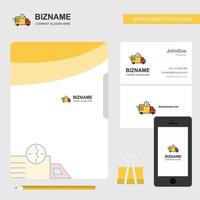 On time delivery Business Logo File Cover Visiting Card and Mobile App Design Vector Illustration