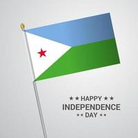 diseño tipográfico del día de la independencia de djibouti con vector de bandera