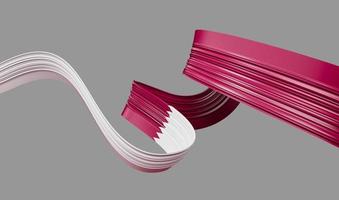 Qatar flag Ribbon 3d illustration on isolated background photo