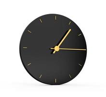 Premium Gold Clock icon isolated 1 15 o clock quarter past one on black icon background. One fifteen o'clock Time icon 3d illustration photo