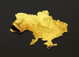 mapa de ucrania color dorado metal altura mapa fondo 3d ilustración foto