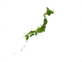 Japan map made of green leaves on soil background ecology concept photo