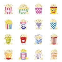 Pack of Cinema Snacks Flat Vectors