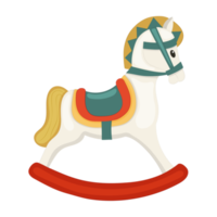 Cute children's toy rocking horse. PNG illustration.