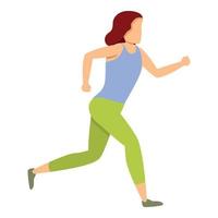 Girl morning running icon, cartoon style vector
