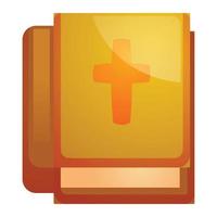 Bible book icon, cartoon style vector