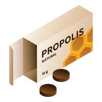 Propolis pill icon, isometric style vector