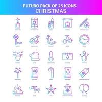 25 Blue and Pink Futuro Christmas Icon Pack vector