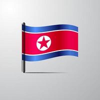 Korea North waving Shiny Flag design vector
