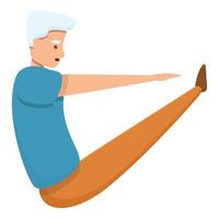 Senior man abs training icon, cartoon style vector