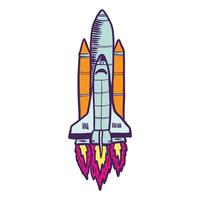 Space ship icon, hand drawn style vector