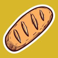 Loaf of bread icon, hand drawn style vector