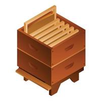 Bee hive honey frame icon, isometric style vector