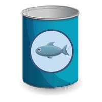 Canned fish icon, cartoon style vector