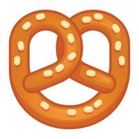 Salt pretzel icon, cartoon style vector