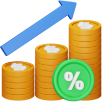 icône isométrique de rendu 3d de taux d'intérêt. png