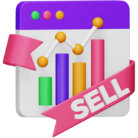 Sell growth 3d rendering isometric icon. png