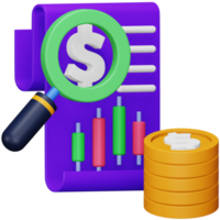 Stock market analysis report 3d rendering isometric icon. png