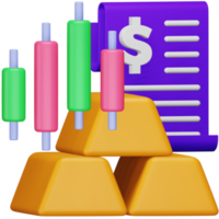 Gold trading 3d rendering isometric icon. png