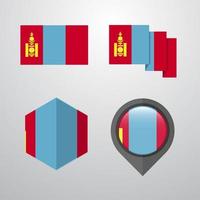 Mongolia flag design set vector