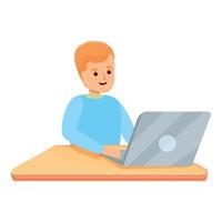 Boy internet programming icon, cartoon style vector