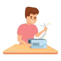Kid programming device icon, cartoon style vector
