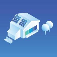 Smart house solar panel icon, isometric style vector