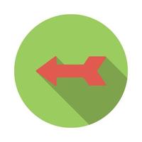 Left red arrow icon, flat style vector