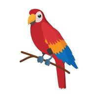 Red brazil parrot icon, cartoon style vector