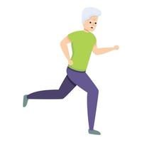 Aerobic senior running icon, cartoon style vector