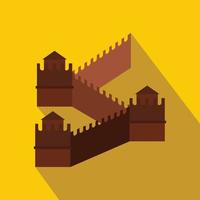 icono de la gran muralla china, estilo plano vector