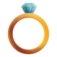 Diamond ring icon, cartoon style vector