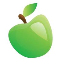 Green apple icon, cartoon style vector