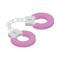 Pink handcuffs icon, isometric 3d style vector